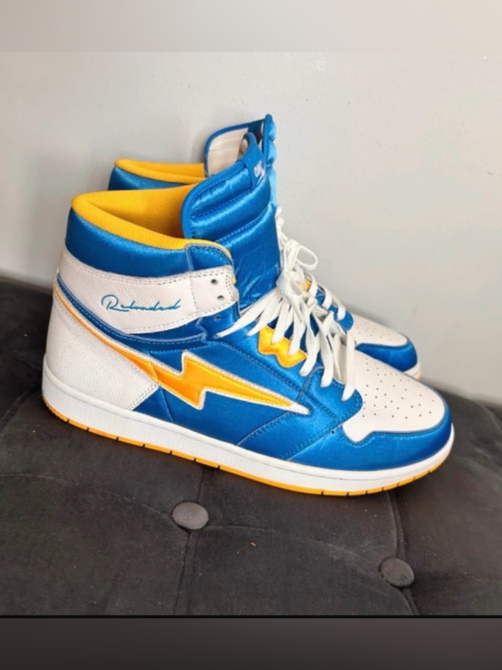 OMI Air Reloaded Blue and Gold Men Size 14 Lighting Bolt Shoes No soles